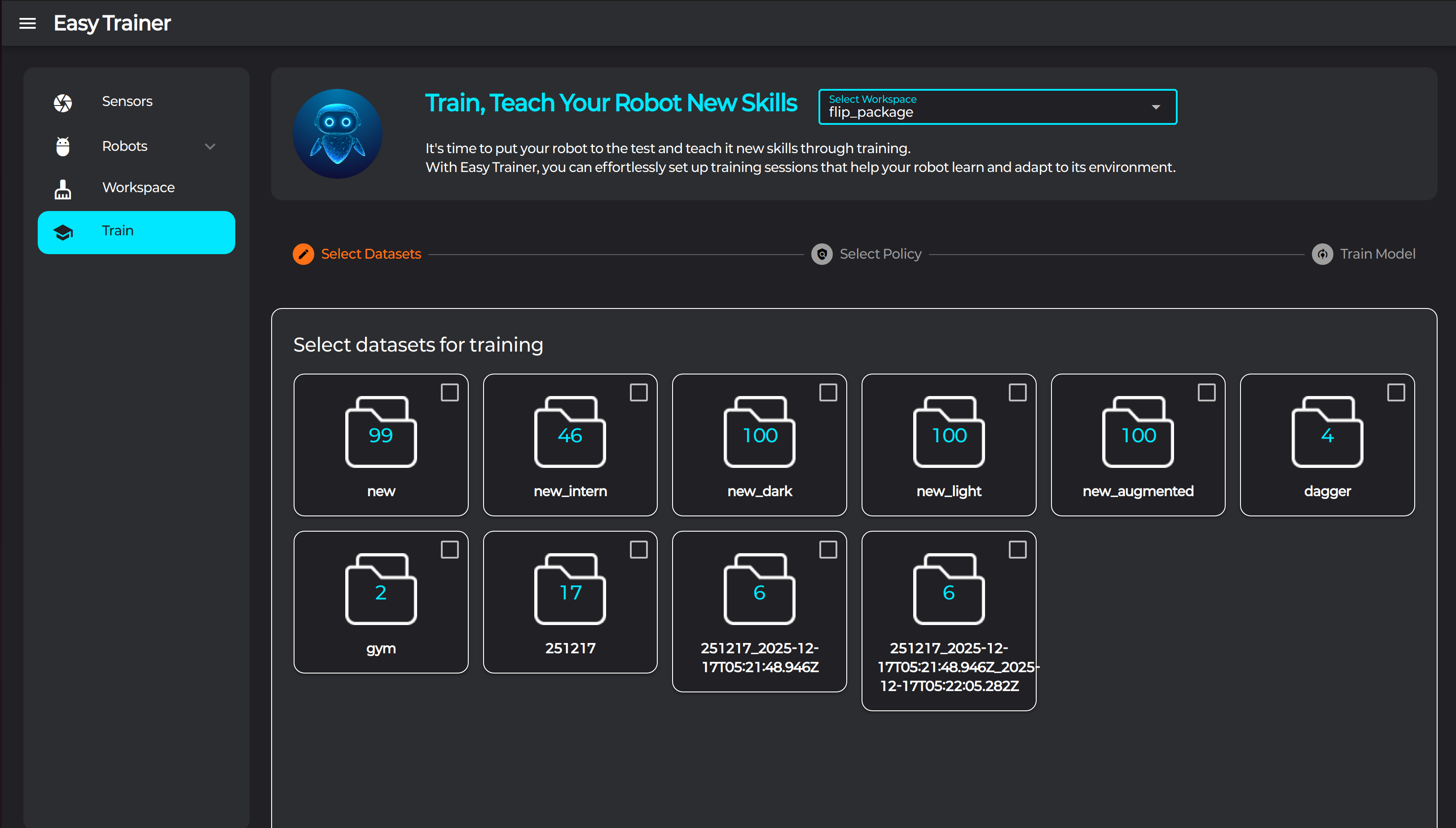 워크스페이스 선택
