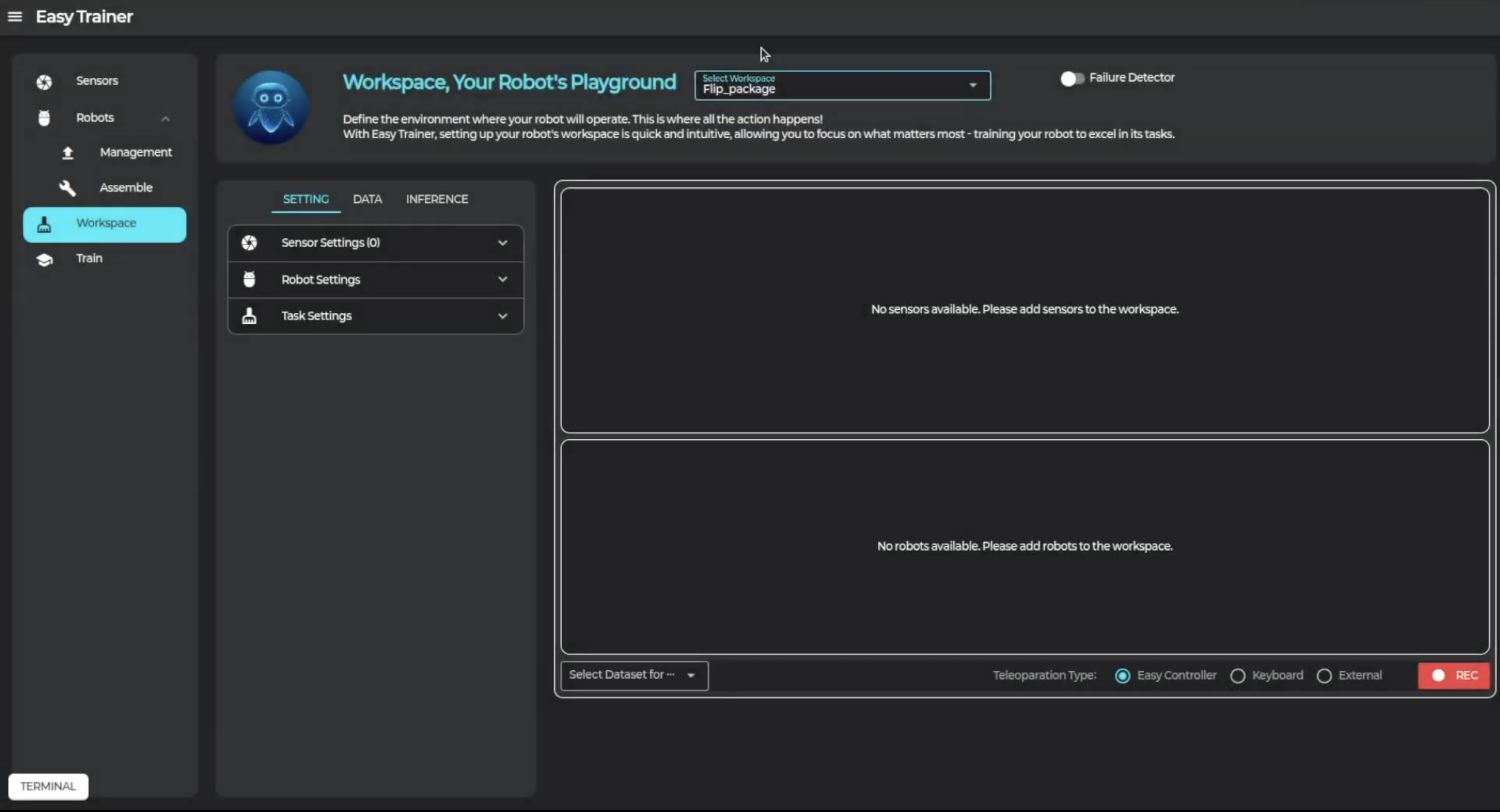 워크스페이스 선택